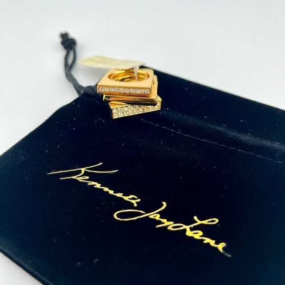 Kenneth Jay Lane NIB NWT 3-piece 22K Gold-Plated & Glass Crystal Ring Set - 5 - Picture 7 of 11